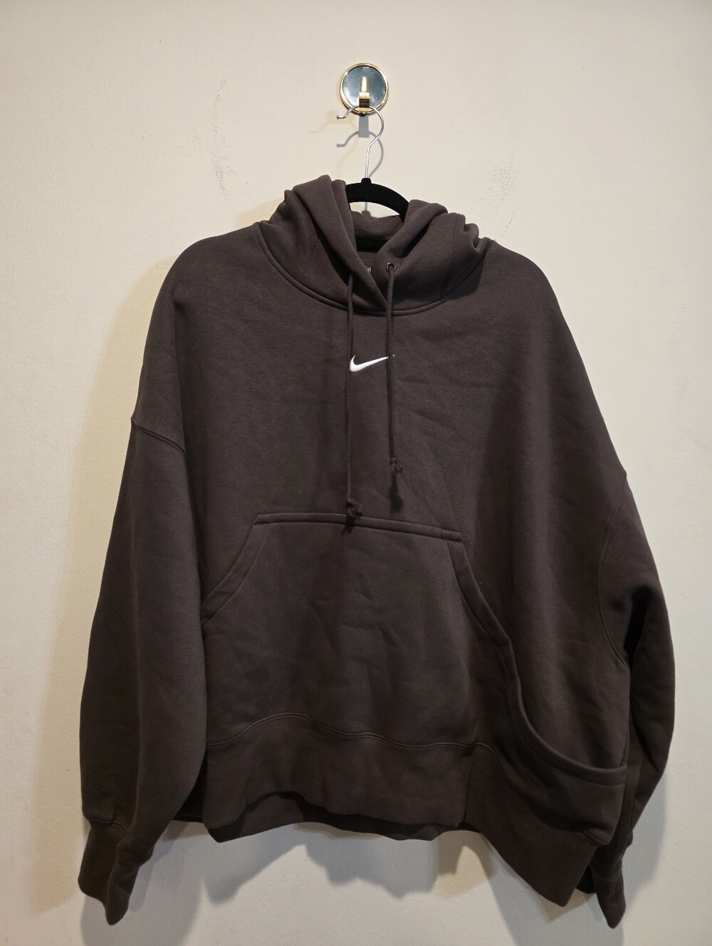 Nike Brown Oversized Hoodie Sweatshirt Center Swoosh Size XL